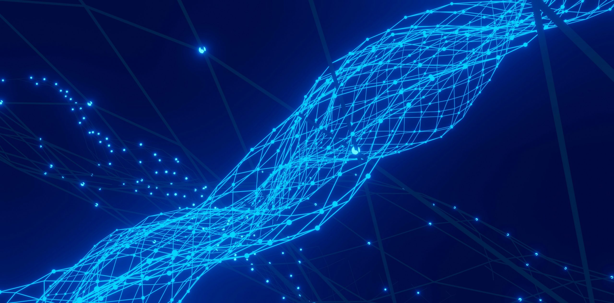 Digitales, vernetztes Datenstrom-Design – Darstellung von IT-Sicherheit, Cloud-Computing und moderner Netzwerktechnologie.