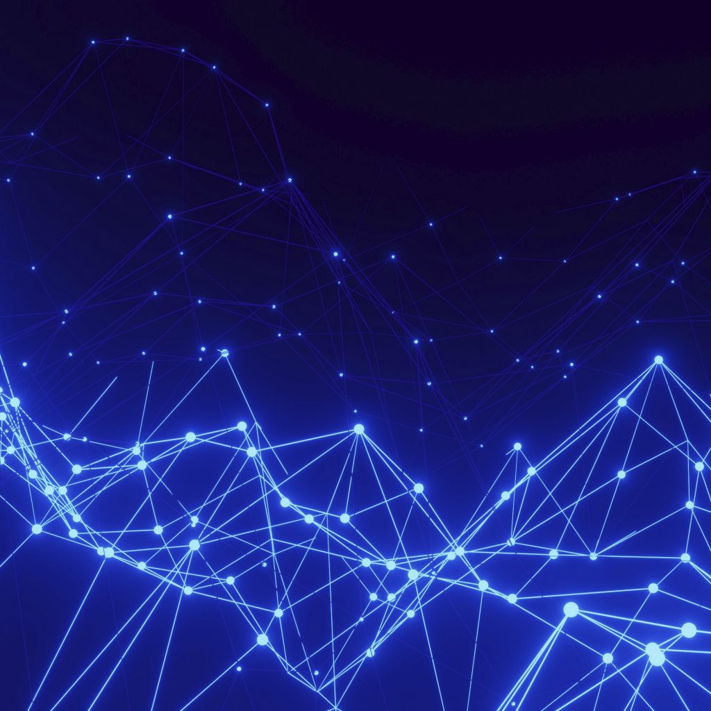 Vernetzte digitale Strukturen – Visualisierung von Cloud-Technologien und sicherer Datenübertragung.